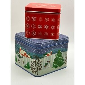 Vintage Christmas Tins Interpur & Blossom Press Holiday Decor Storage‎